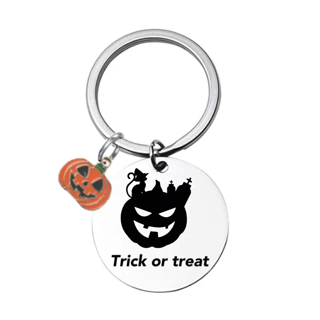 Wholesale Halloween Pumpkin Spooky Skeleton Man Stainless Steel Keychain